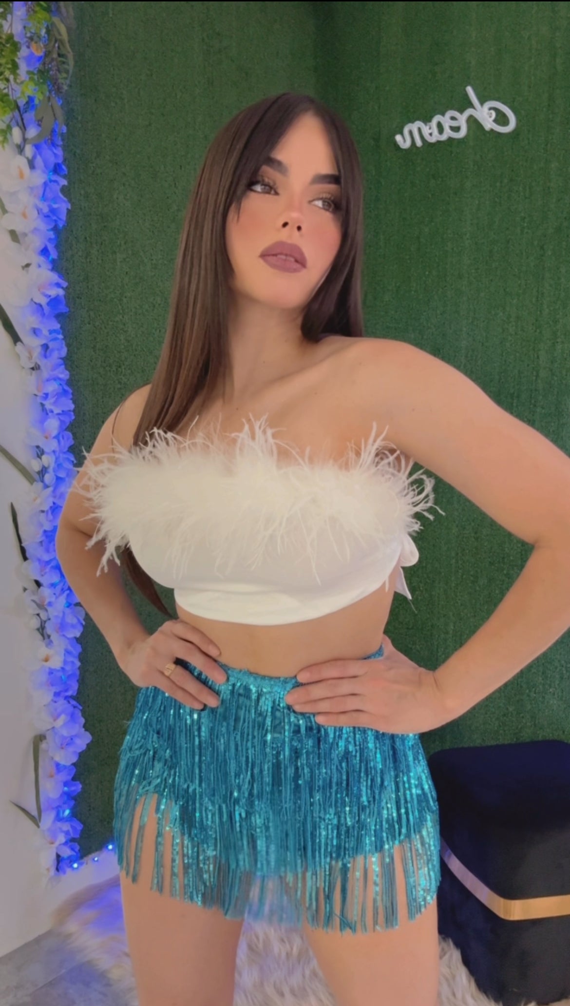 Feather White Tube Top