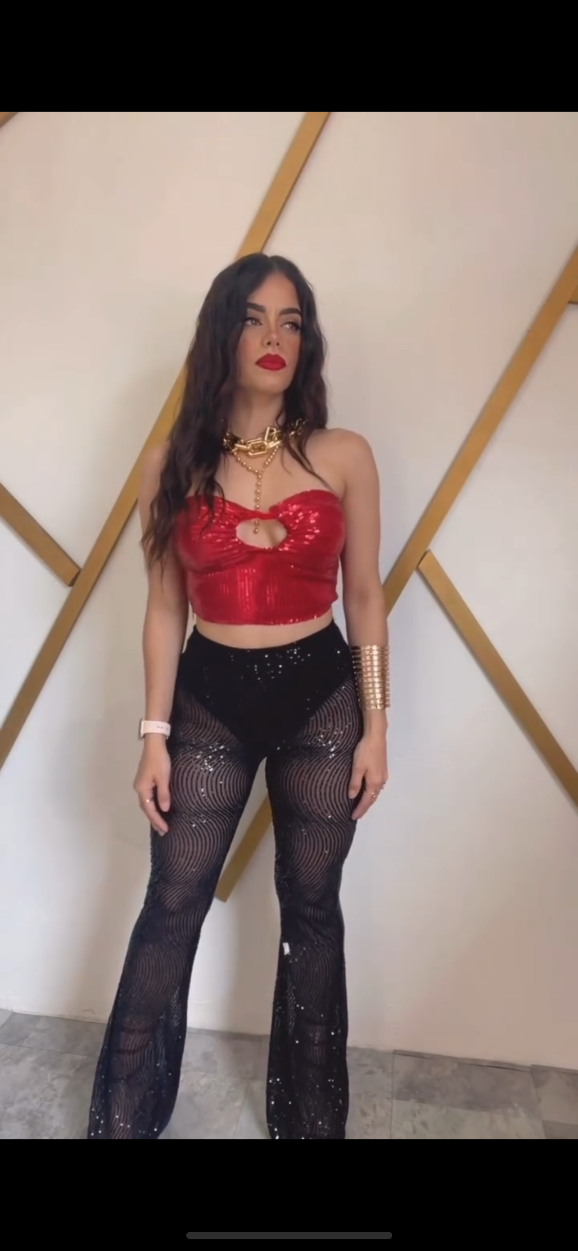 Sequins Halter Red Top