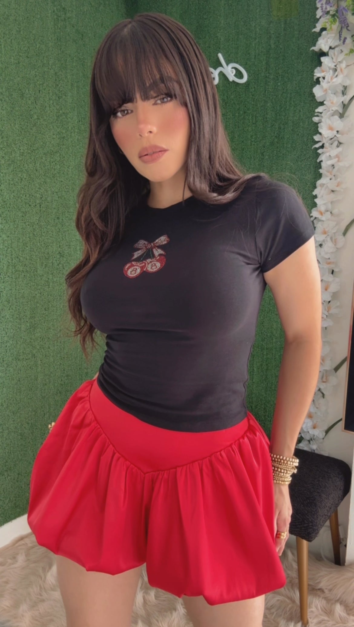 Cherry Tee Crop Tshirt