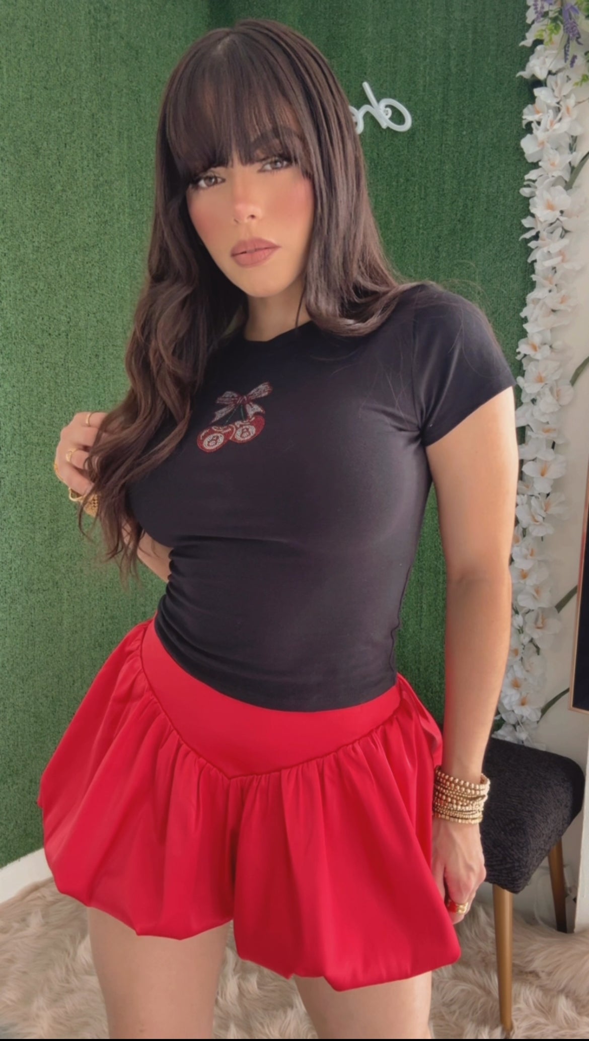 Cherry Tee Crop Tshirt