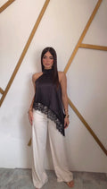 Lace Satin Asymetric Top