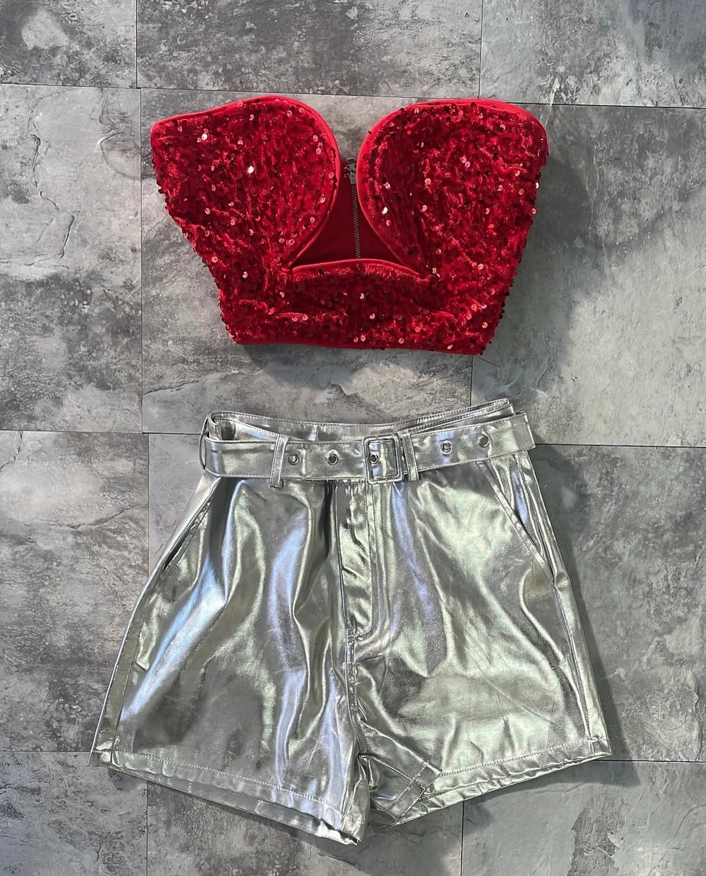 Silver Metallic Short