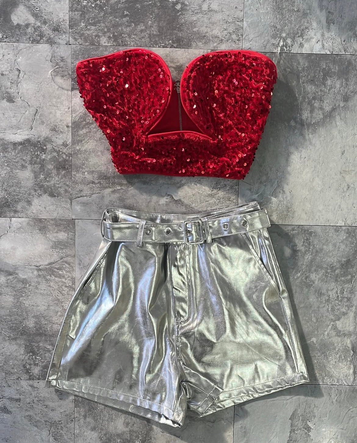 Silver Metallic Short