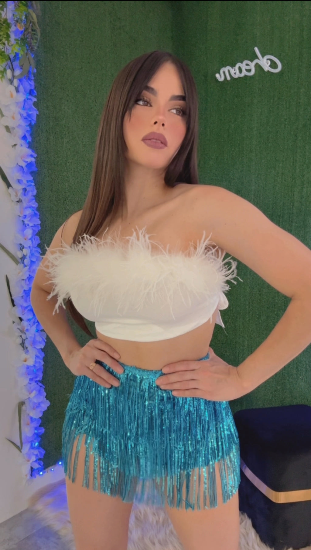 Feather White Tube Top