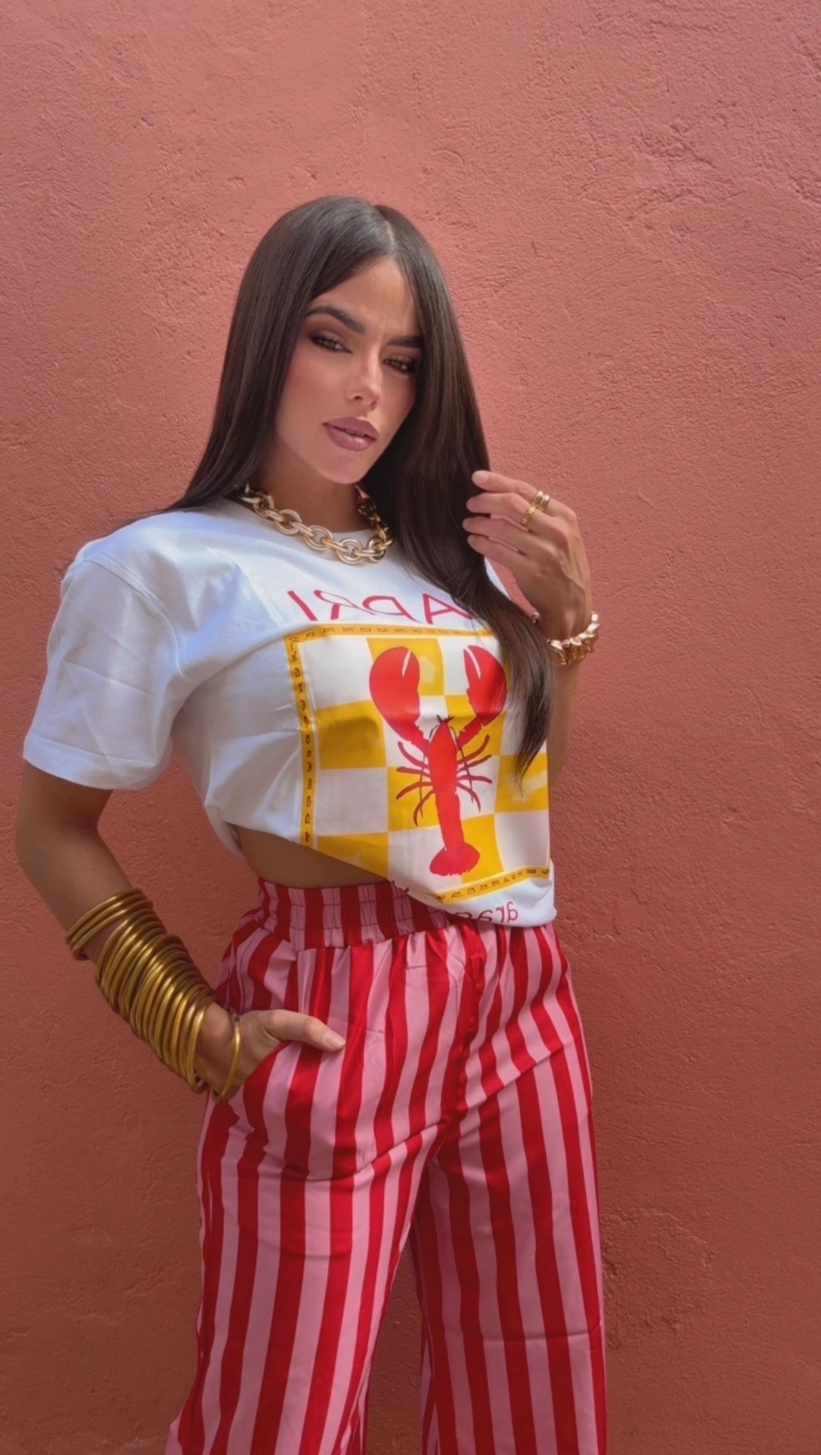 Stripe Pant Red and Pink