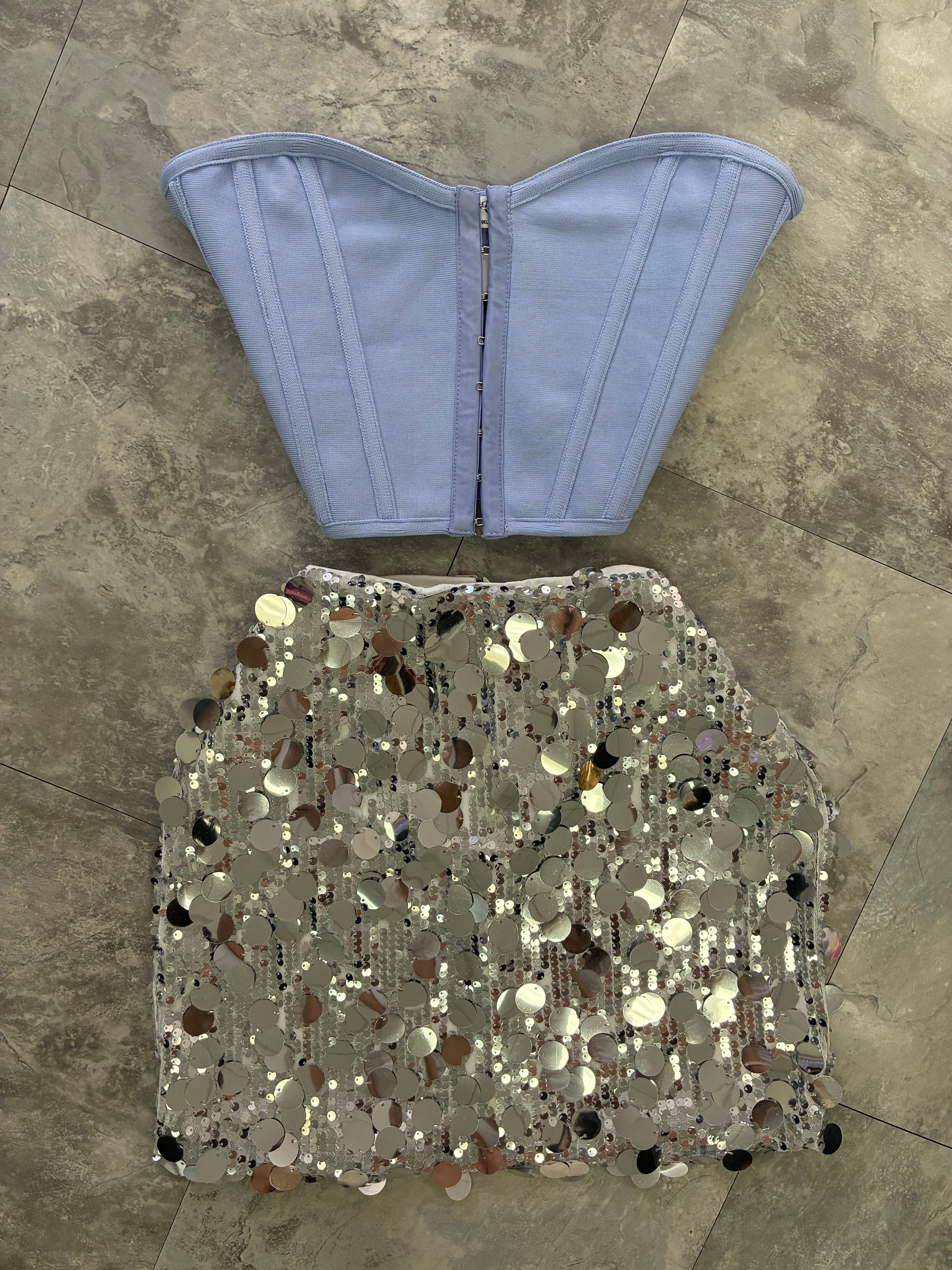 Silver Sequins Skirt