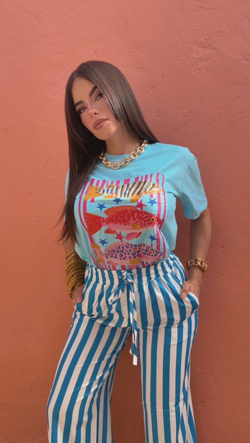 Stripe Pant White and Blue