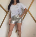 Silver Metallic Short