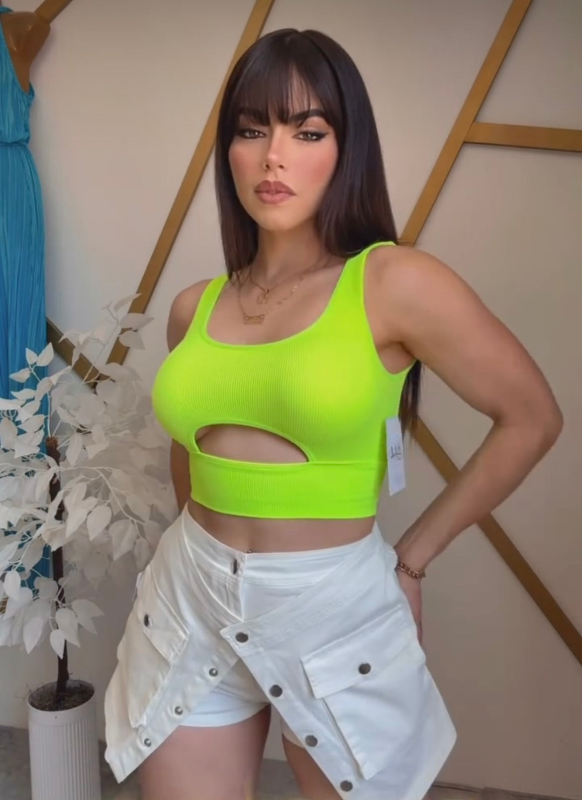 Basic Crop Top Neon Yellow