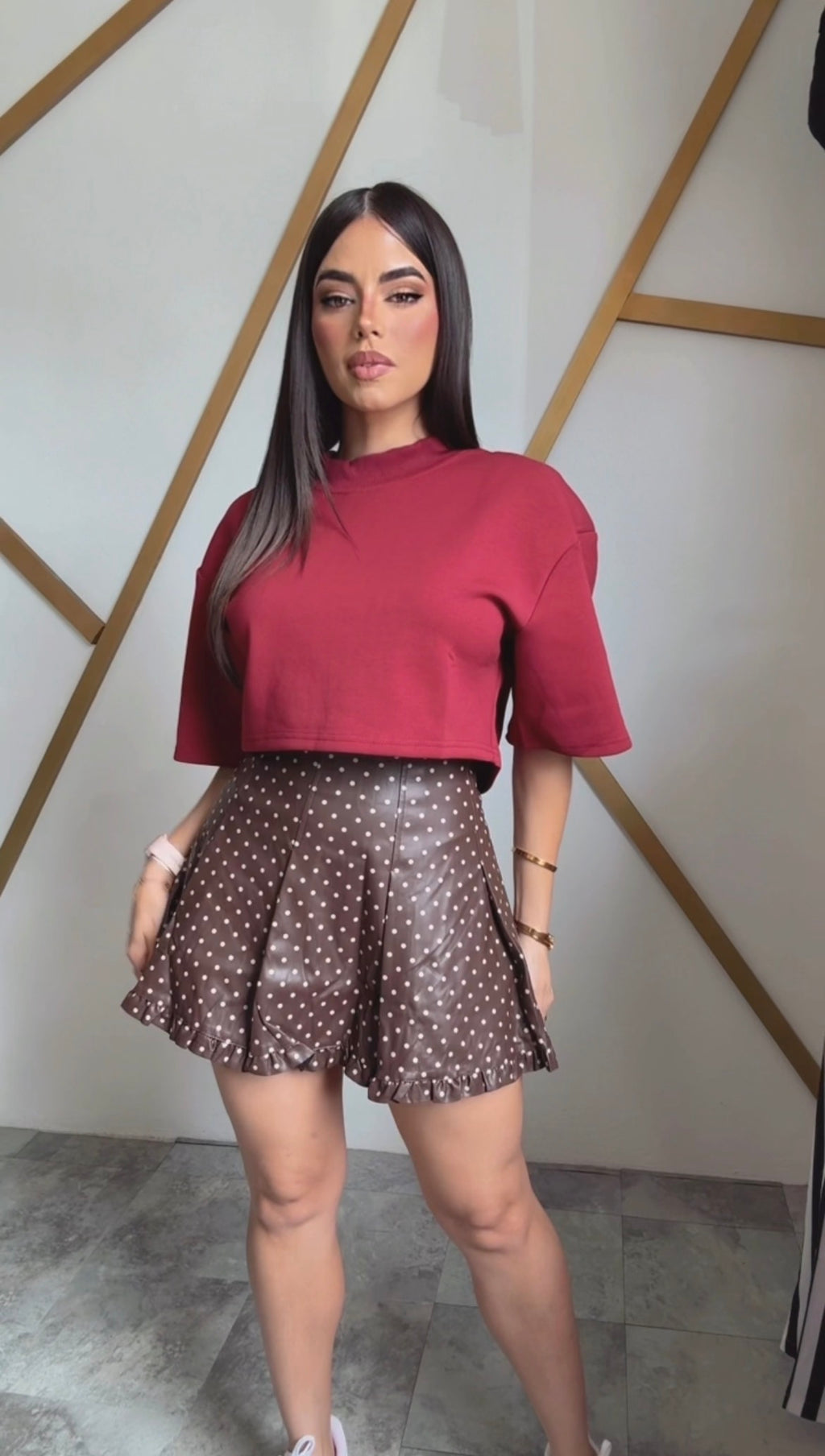 Polkadots Leather Skirt