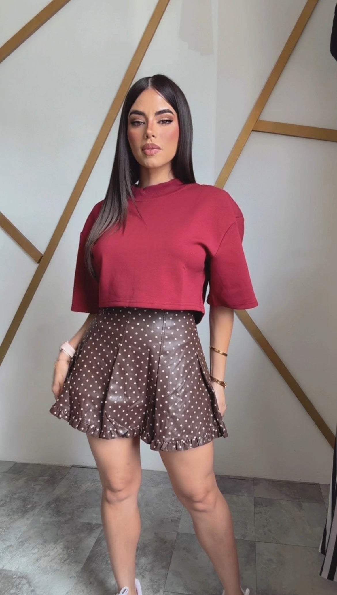 Polkadots Leather Skirt