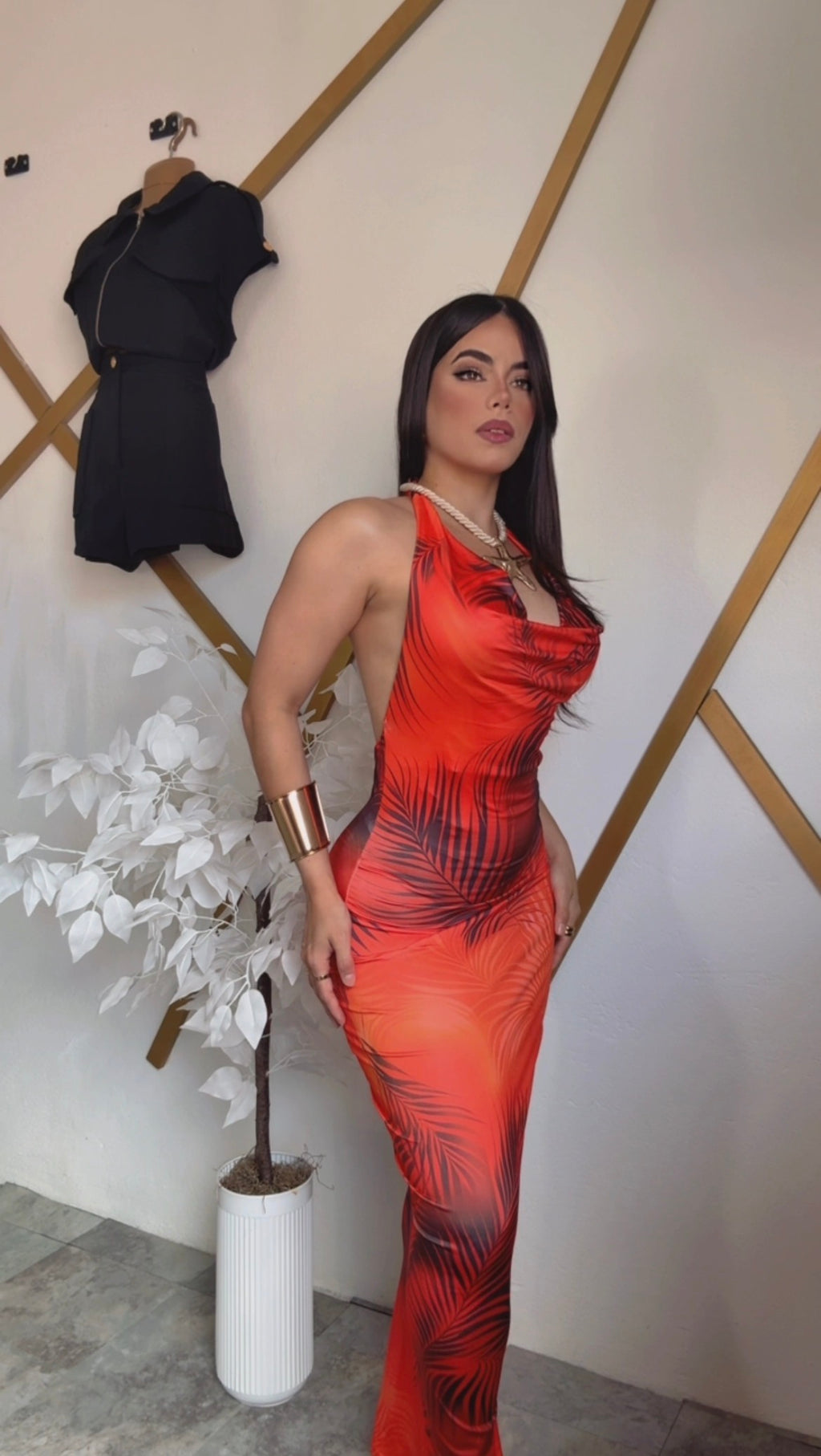 Palm Orange Maxi Dress