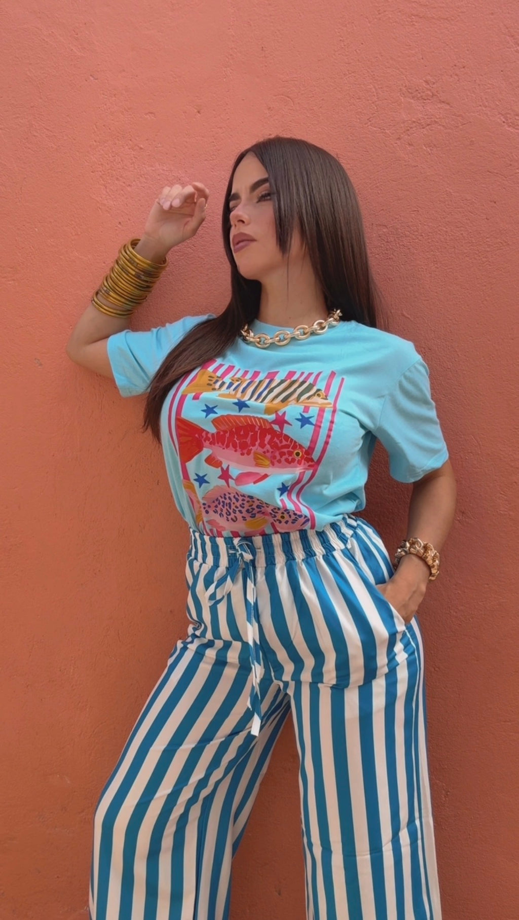 Stripe Pant White and Blue