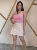 Leather Cream Skirt