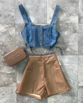 Leather Mocha Short