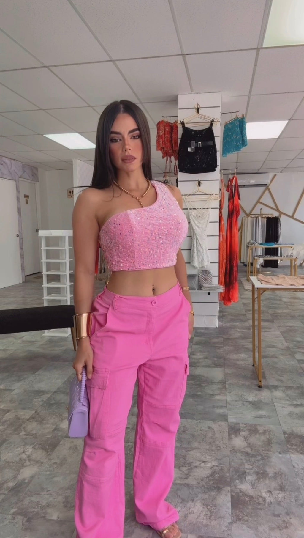One Shoulder Sequin Velvette Top