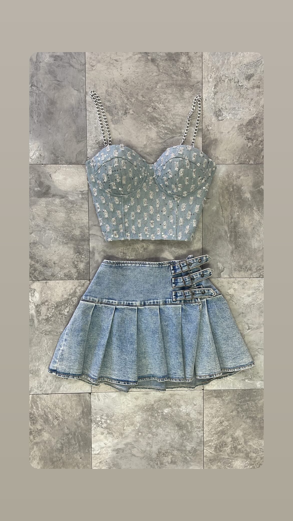 Denim Slit Skirt