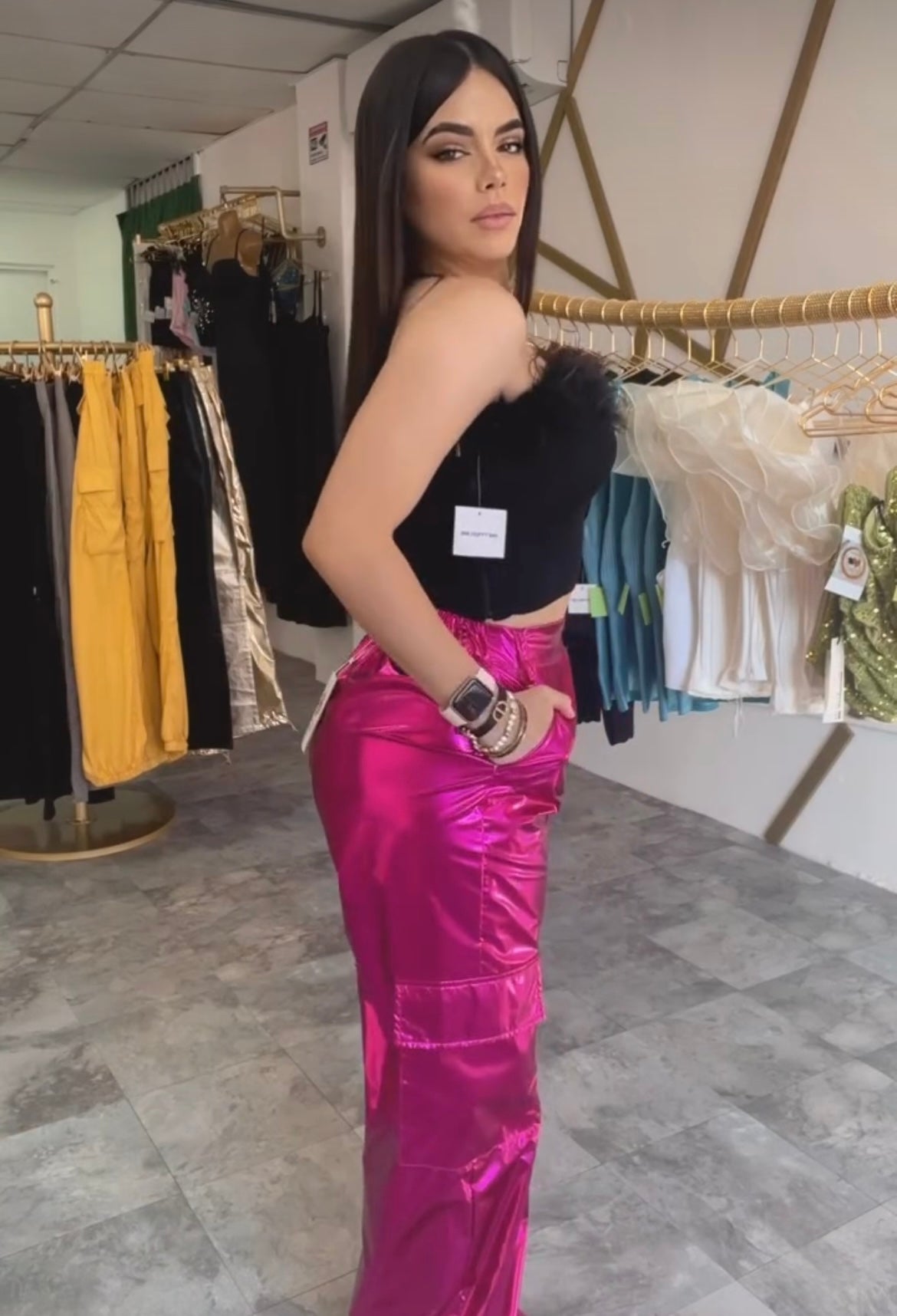 Metallic Cargo Fuchsia