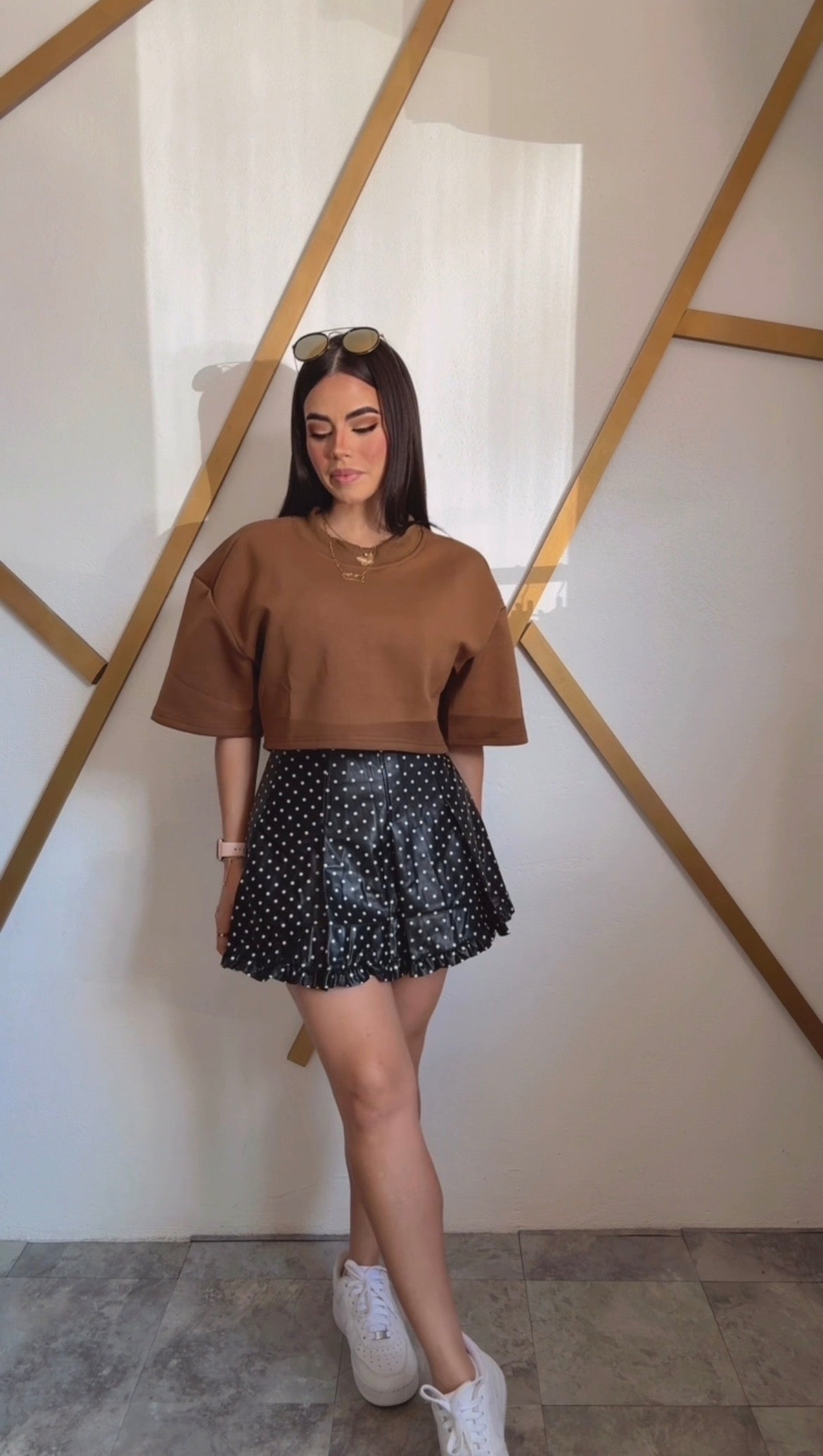 Polka Dots Leather Skirt