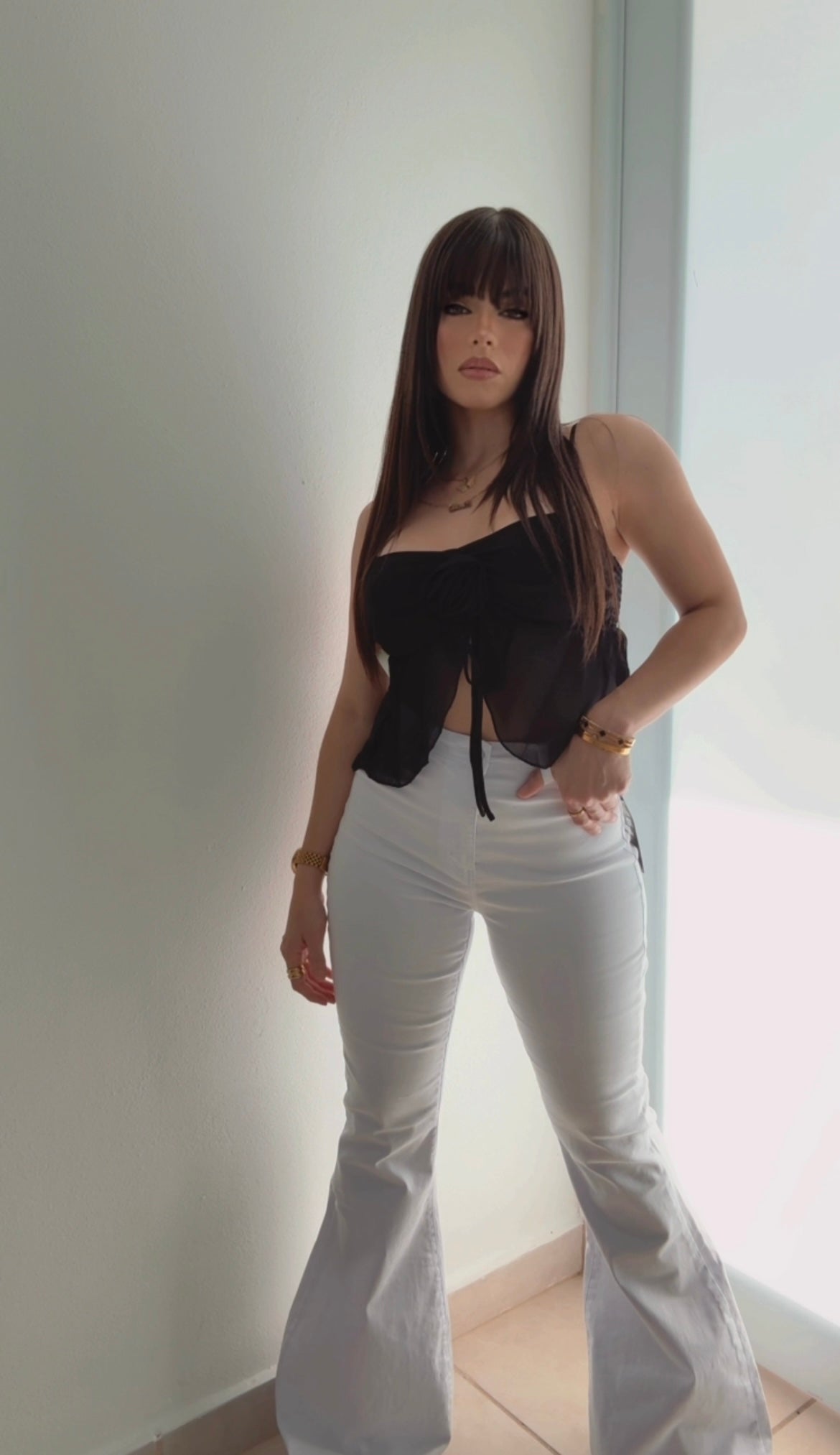 Mesh Basic Flower Top