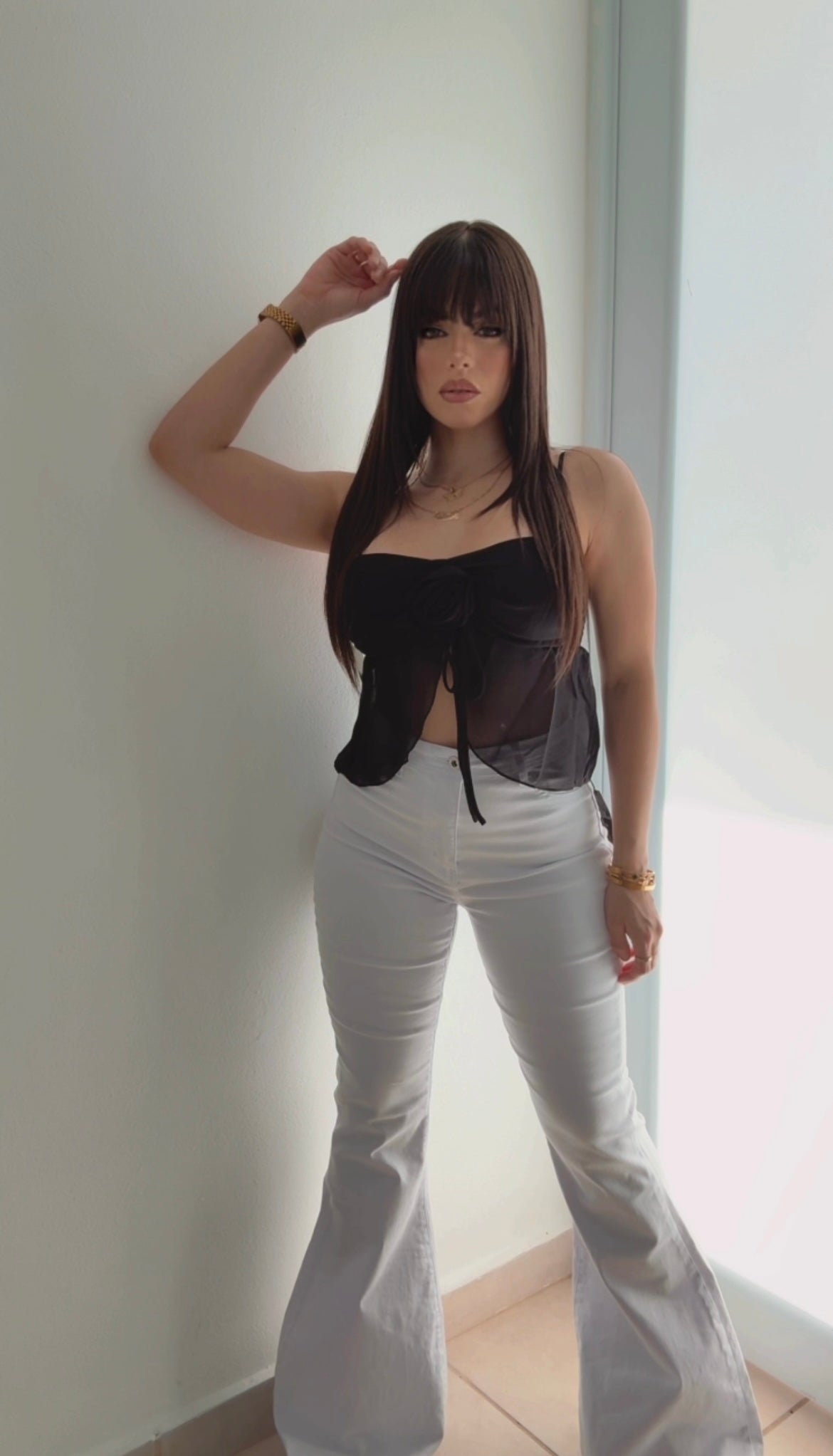 Mesh Basic Flower Top