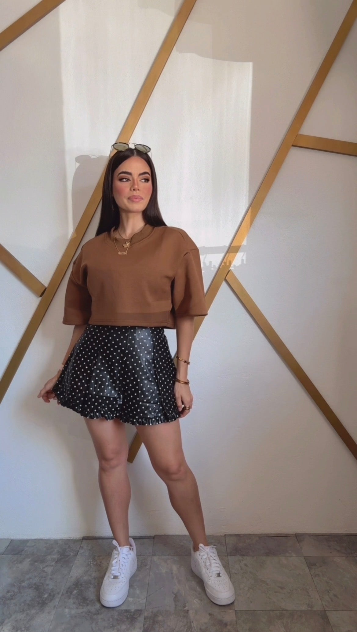 Polka Dots Leather Skirt