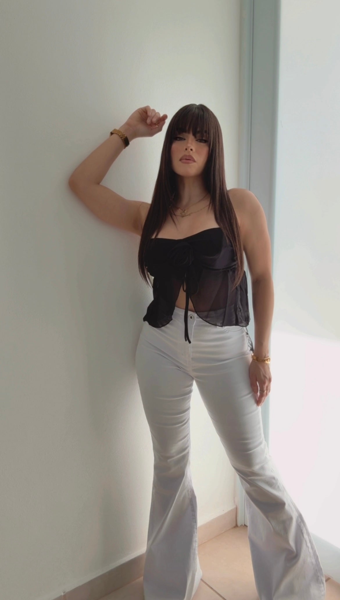 Mesh Basic Flower Top