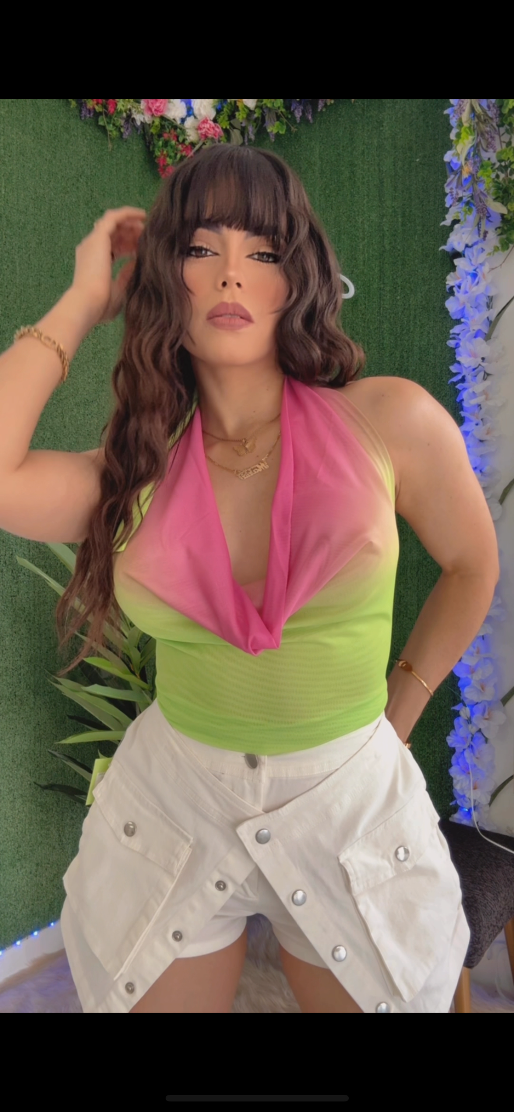 Halter Color Block Top