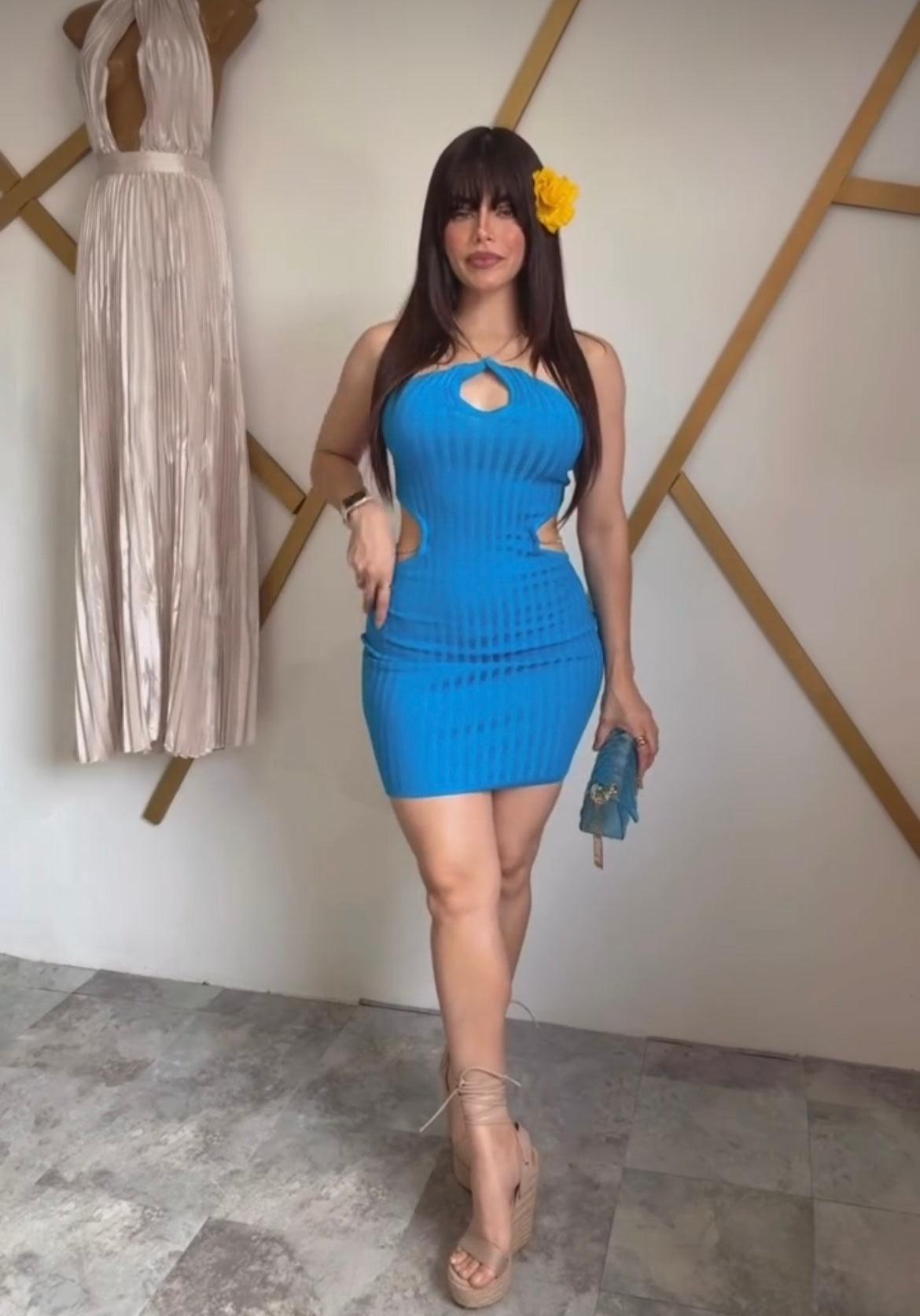 Blue Cutout Mini Dress