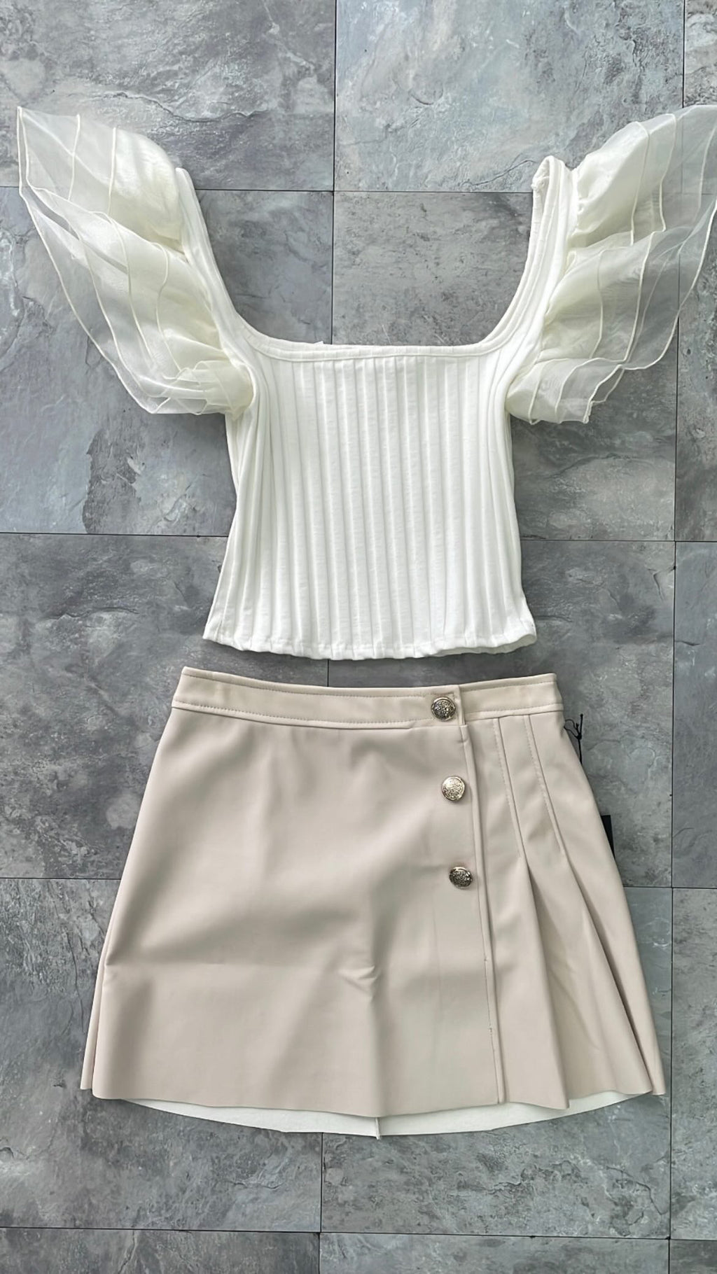 Leather Cream Skirt