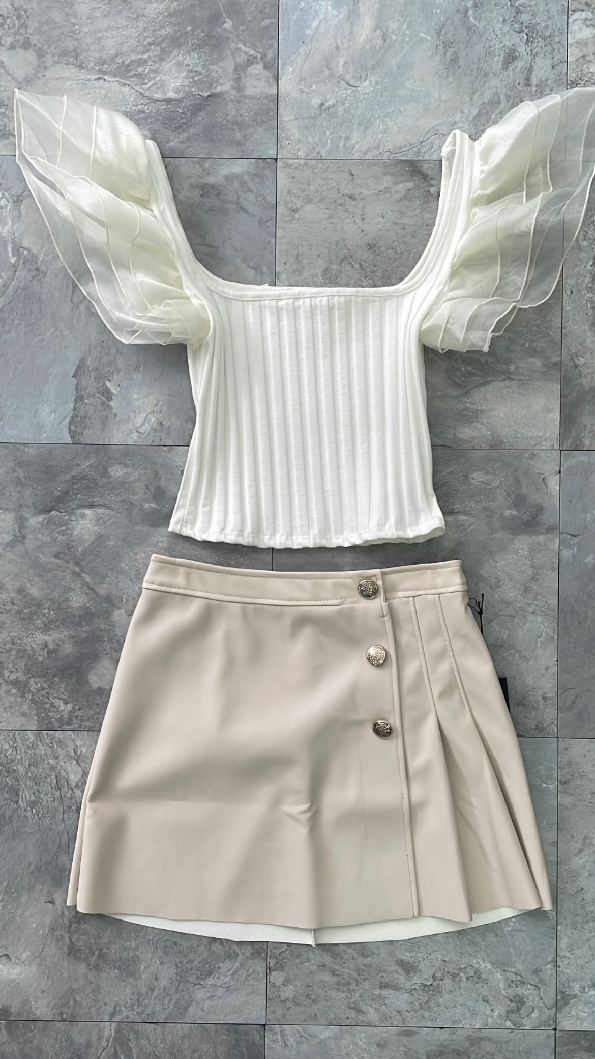 Leather Cream Skirt