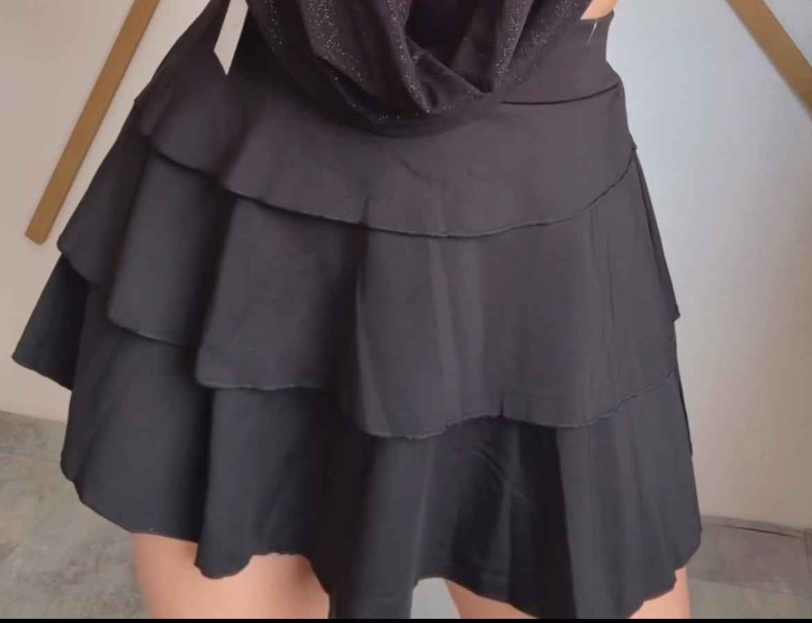 Ruffles Black Skort