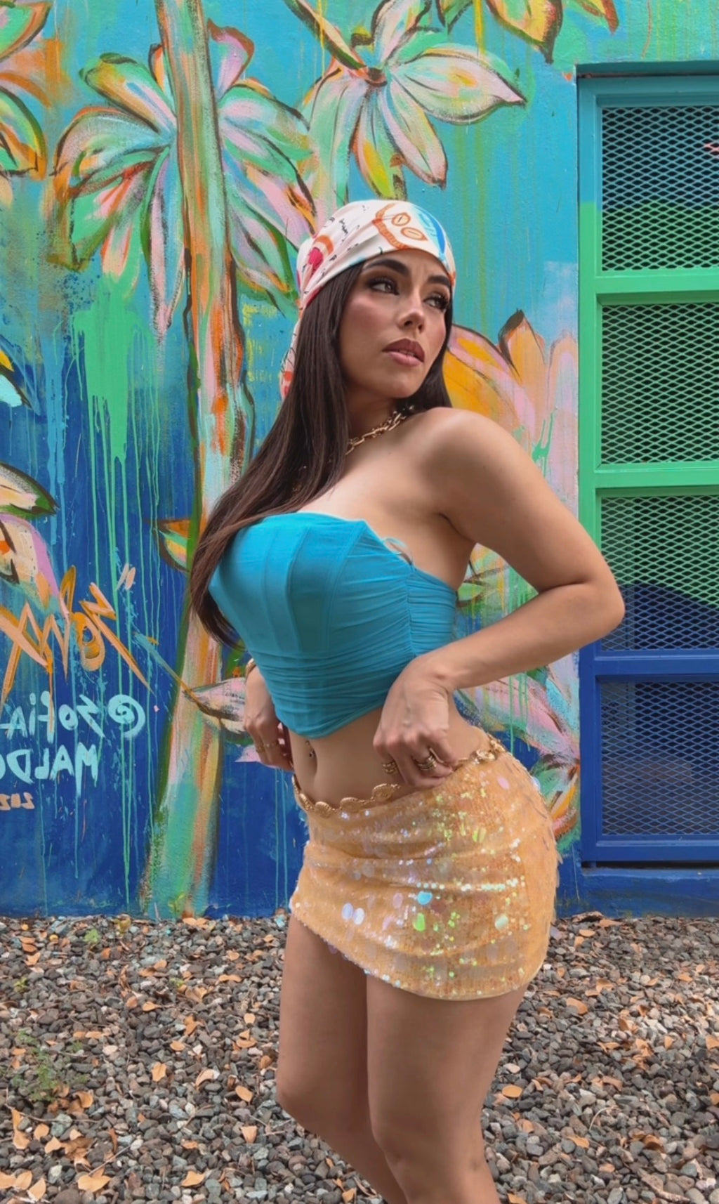 Blue Mesh Corset