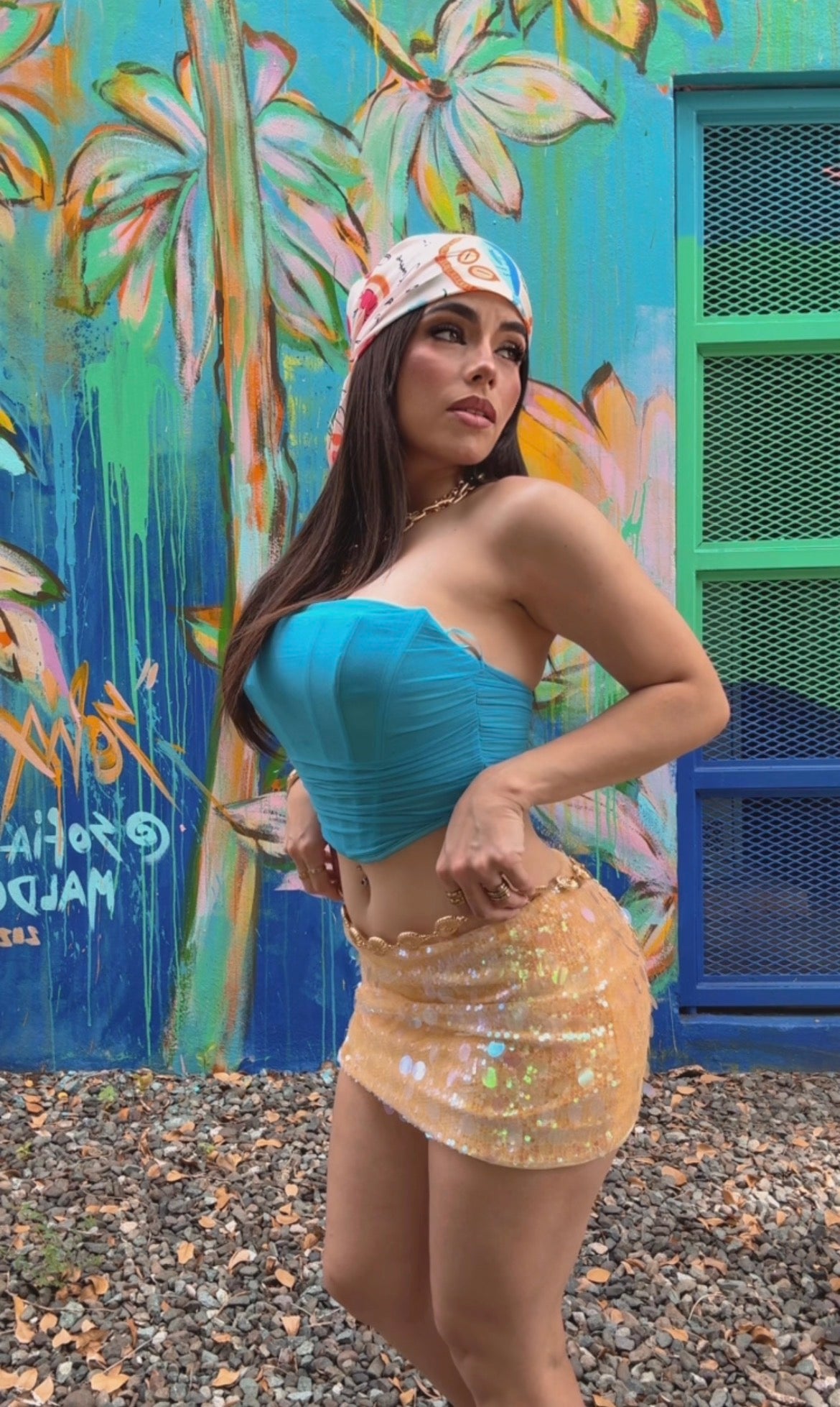 Blue Mesh Corset