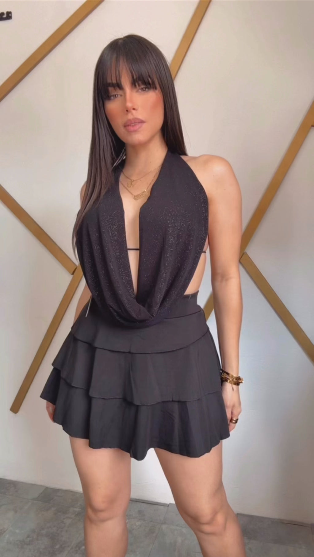 Ruffles Black Skort