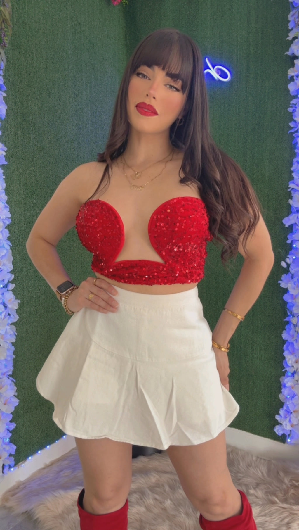 Denim White Wrap Skort
