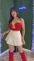 Denim White Wrap Skort