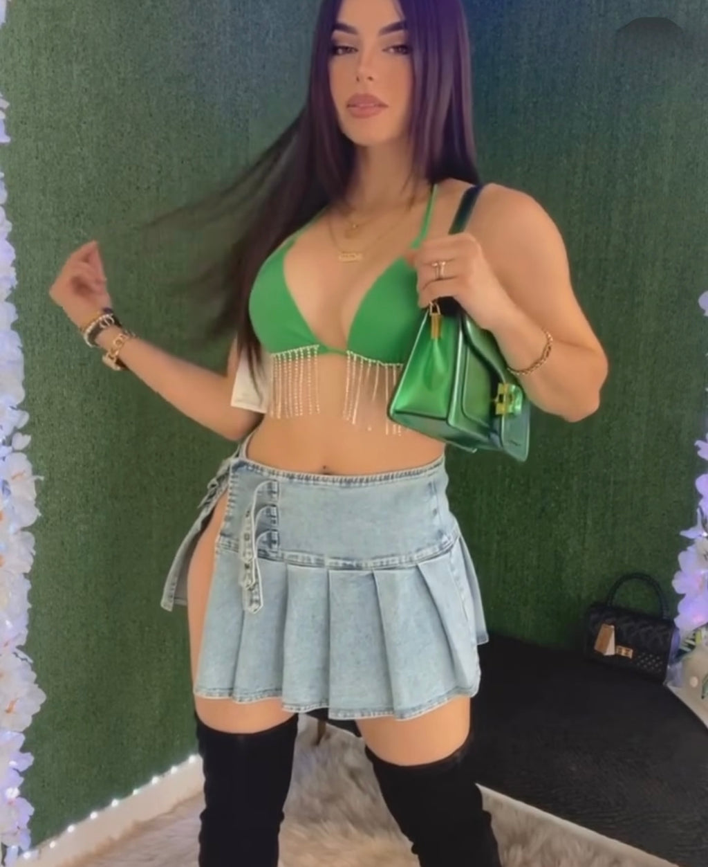 Denim Slit Skirt