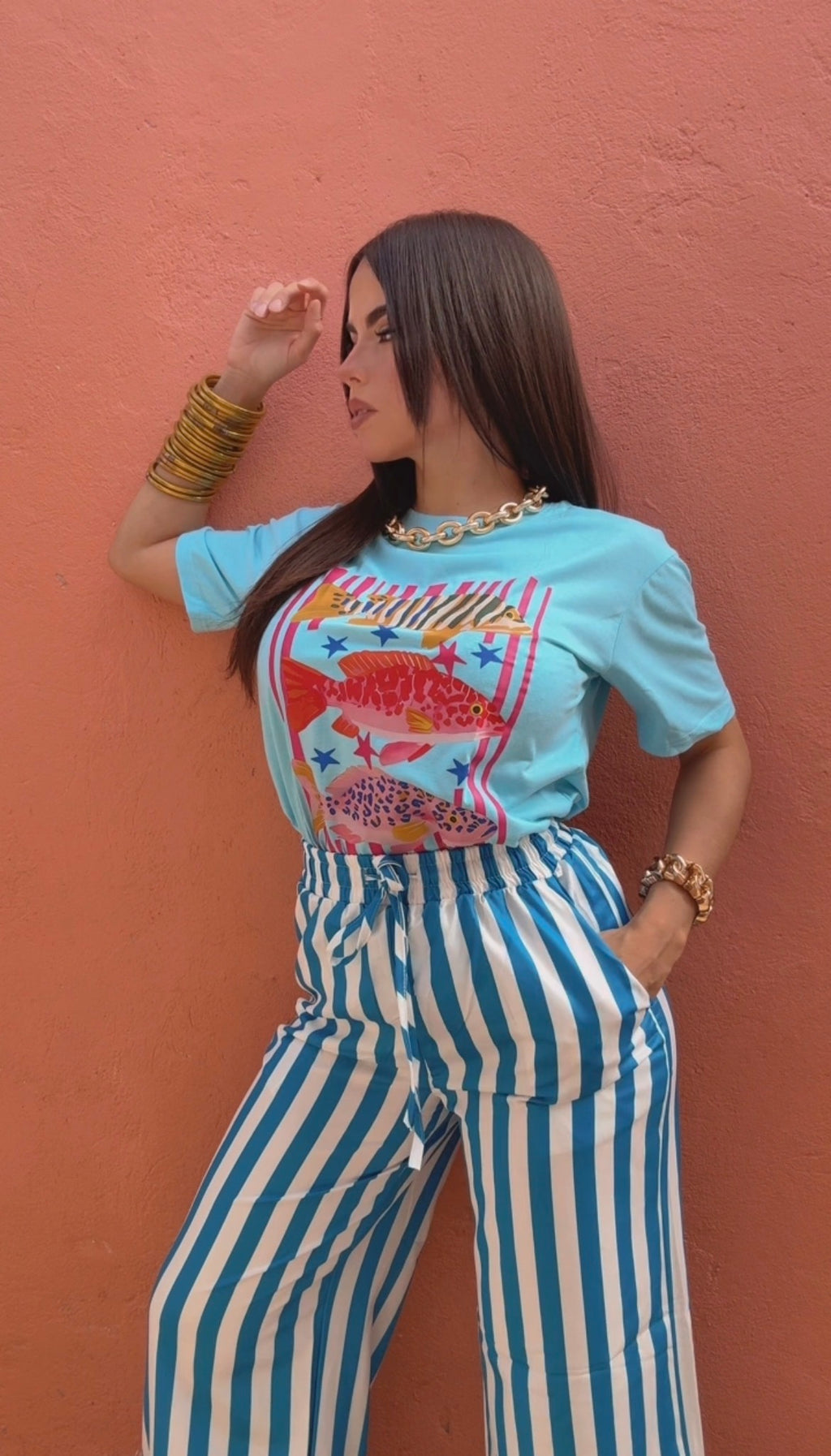 Stripe Pant White and Blue